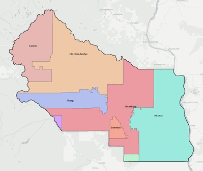 Kittitas County WA school district boundaries map