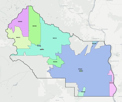 Kittitas County WA ZIP code boundaries map