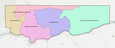 Klickitat County WA townships and subdivisions map
