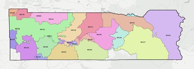 Lewis County WA ZIP code boundaries map