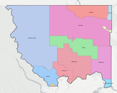 Okanogan County WA school district boundaries map