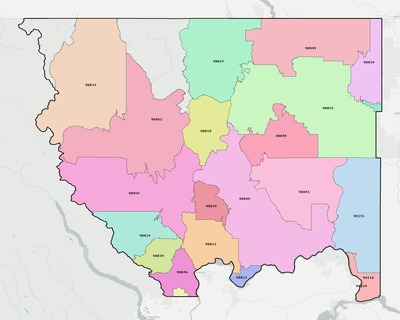 Okanogan County WA ZIP code boundaries map