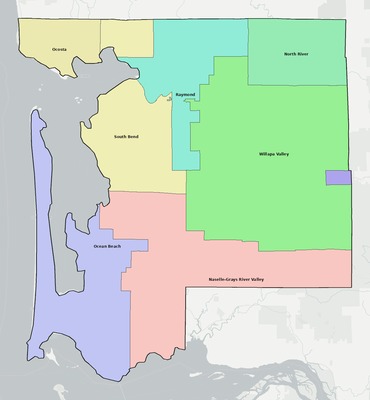 Pacific County WA school district boundaries map