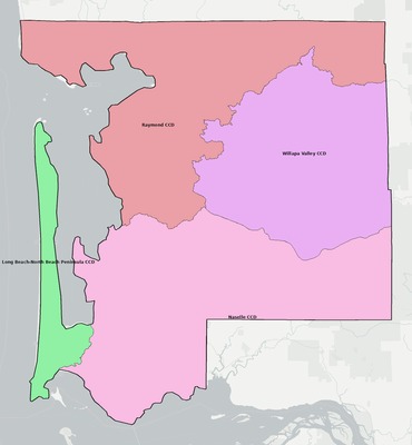 Pacific County WA townships and subdivisions map