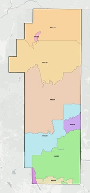 Pend Oreille County WA ZIP code boundaries map