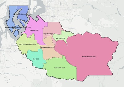 Pierce County WA townships and subdivisions map