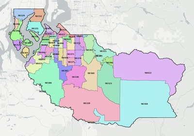 Pierce County WA ZIP code map preview