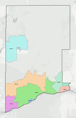 Skamania County WA ZIP code boundaries map