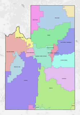 Spokane County WA school district boundaries map