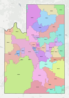 Spokane County WA ZIP code boundaries map