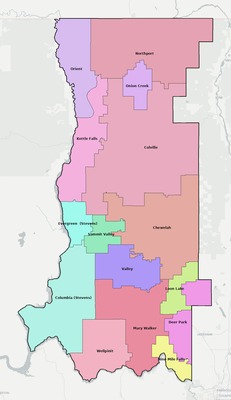 Stevens County WA school district boundaries map