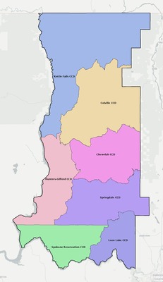Stevens County WA townships and subdivisions map