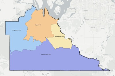 Thurston County WA townships and subdivisions map