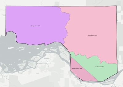 Wahkiakum County WA townships and subdivisions map