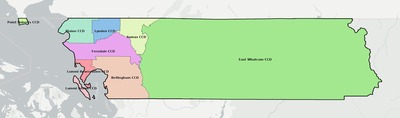 Whatcom County WA townships and subdivisions map