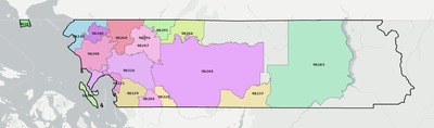Whatcom County WA ZIP code boundaries map