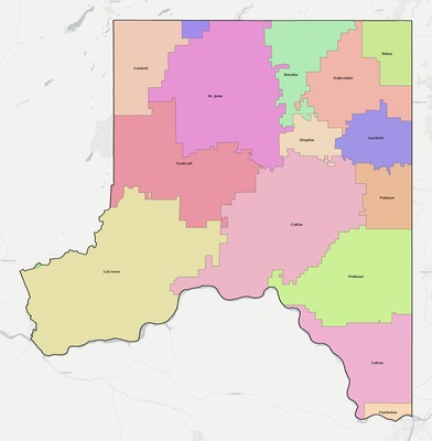 Whitman County WA school district boundaries map