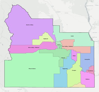 Yakima County WA school district boundaries map
