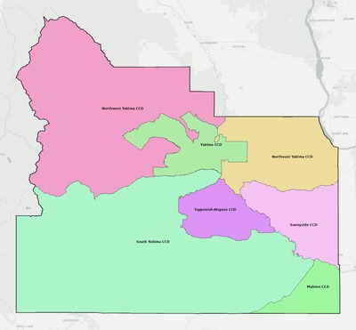 Yakima County WA townships and subdivisions map