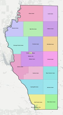 Adams County WI townships and subdivisions map
