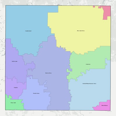 Barron County WI school district boundaries map