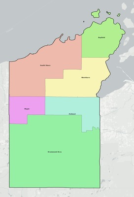 Bayfield County WI school district boundaries map