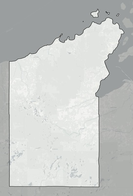 Bayfield County WI county basemap context