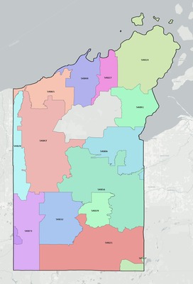 Bayfield County WI ZIP code boundaries map
