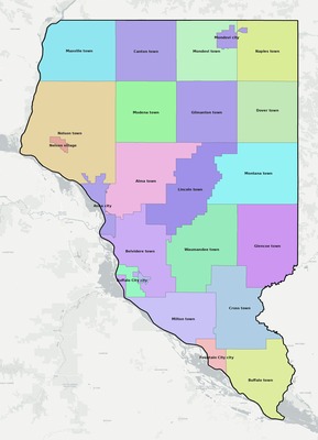 Buffalo County WI townships and subdivisions map