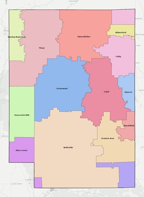 Clark County WI school district boundaries map