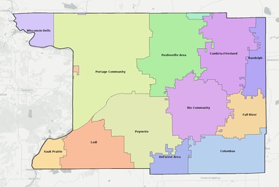 Columbia County WI school district boundaries map