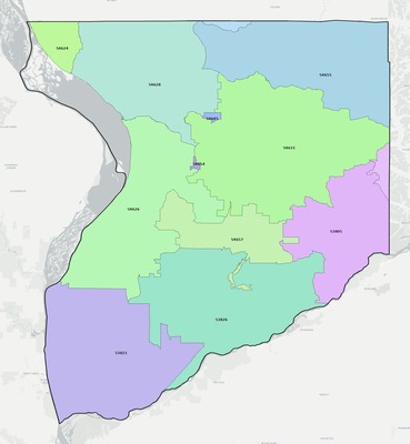 Crawford County WI ZIP code boundaries map