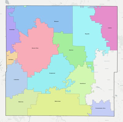 Dodge County WI school district boundaries map