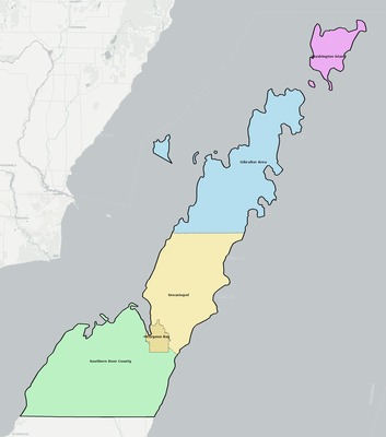 Door County WI school district boundaries map