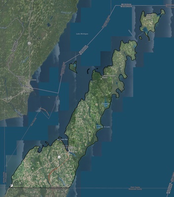 Door County WI USGS imagery and topo map
