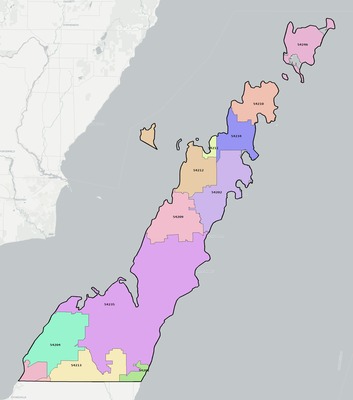 Door County WI ZIP code boundaries map