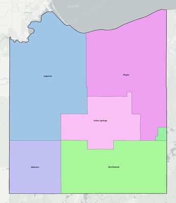 Douglas County WI school district boundaries map