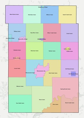 Dunn County WI townships and subdivisions map