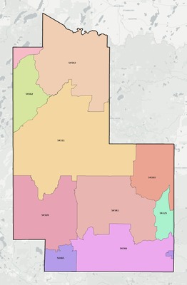 Forest County WI ZIP code boundaries map