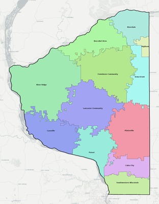 Grant County WI school district boundaries map