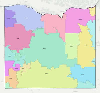 Iowa County WI ZIP code boundaries map