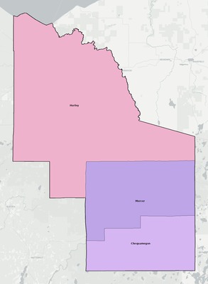 Iron County WI school district boundaries map