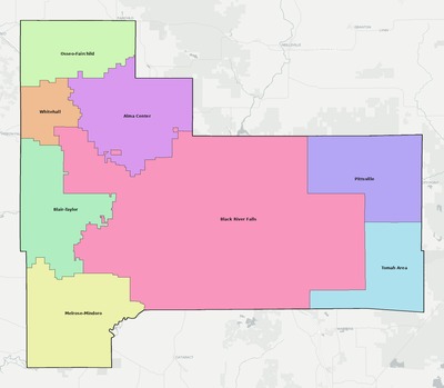 Jackson County WI school district boundaries map