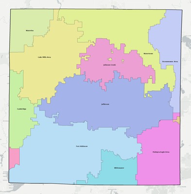 Jefferson County WI school district boundaries map