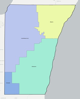 Kewaunee County WI school district boundaries map