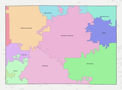 Lafayette County WI school district boundaries map