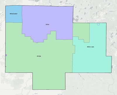 Langlade County WI school district boundaries map