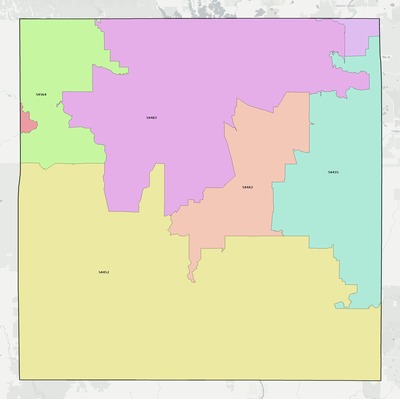 Lincoln County WI ZIP code boundaries map