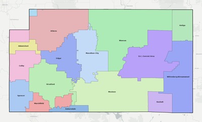 Marathon County WI school district boundaries map