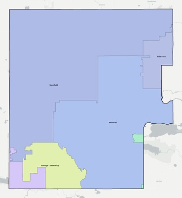 Marquette County WI school district boundaries map